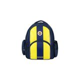 Fenerbahçe Official Lisanslı Çocuk Sırt Çantası, İki Bölmeli, Suni Deri, Fermuarlı, Çubuk Desenli, 30x40x16 cm, Lacivert-Sarı