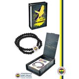 Fenerbahçe Orijinal Fb Logo Çiftli Mat Onix Doğaltaş Bileklik Kanarya Baskılı Hediyelik Ahşap Kutulu