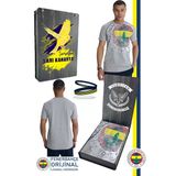 Fenerbahçe Orijinal Lisanslı 6 Renk Logo Gri Tribün T-Shirt + Bileklik Set Hediyelik Ahşap Kutulu
