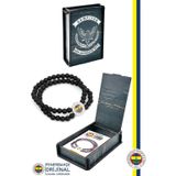Fenerbahçe Orijinal Lisanslı Fb Logo Çiftli Mat Onix Doğaltaş Bileklik Hediyelik Ahşap Ku
