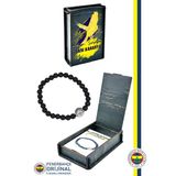 Fenerbahçe Orijinal Lisanslı Fb Logo Lav Taşı Doğaltaş Bileklik Kanarya Baskılı Hediye Ahşap Kutulu