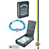 Fenerbahçe Orijinal Lisanslı FB Mavi Akik Fasetli Doğaltaş Bileklik Hediyelik Ahşap Kutul