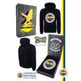Fenerbahçe Orijinal Lisanslı Logolu Lacivert Kapüşonlu Sweat + Bileklik Set Özel Ahşap Kutulu