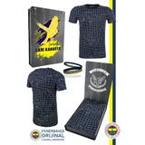Fenerbahçe Orijinal Lisanslı Palamut Logotribün T-Shirt + Bileklik Set Hediyelik Ahşap Kutulu