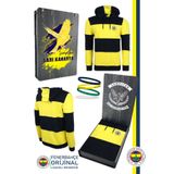 Fenerbahçe Orijinal Lisanslı Sarı Lacivert Kapüşonlu Sweat + Bileklik Set Özel Ahşap Kutulu