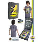 Fenerbahçe Orijinal Renkli Logo Sıfır Yaka Çocuk T-Shirt Spor Bileklik Hediyelik Set Ahşap Kutulu