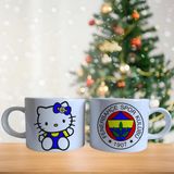 Fenerbahçe taraftar sarı lacivert çizgi karakter kahve fincan takımı
