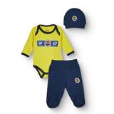 Fenerbahçe Unisex Body-Alt-Şapka Lisans Baskılı Çıtçıtlı Bisiklet Yaka Long Sleeve Patikli - Sarı
