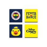 Fenerbahçe Yellow Canary Ahşap Bardak Altlığı (4'lü Set) - Lisanslı Orijinal