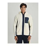 Fenerium Erkek Kapüşonlu, Cep Detaylı Peluş Sweatshirt, Ekru, 3XL