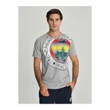 Fenerium Fenerbahçe Gri Melanj Tribün 6 Renk Logolu Erkek T-Shirt, XS