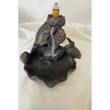Feng Shui Buda Yenilik İlerleme Lotus Çiçek Geri Akış Tütsülük Ters Akış Şelale Kaliteli Seramik Kahve