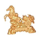 Feng Shui Şans Atı Heykeli, Altın Renk Alaşım Malzeme, At Arabası Figürü, 8x8.5x2 cm, Ev Ofis Dekorasyon Heykeli