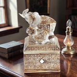 Feng Shui Şans Getiren Fil Biblo Mücevher Kutusu 14 cm Dekoratif Ev Hediyesi Lüks Tasarım