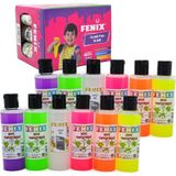 Fenix 10 Renk Slime Jeli ve 2 Tüp Sıvı Boraks ile Tam Slaym Yapım Seti – Çocuklar ve Hobi Meraklıları İçin Eğlenceli Kit
