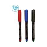 Fenlot Karışık Renk Asetat Permanent Cd Kalemi Medium Uçlu (3Lü Set)