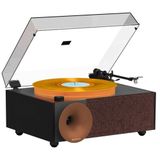 Fennessy I5S Bluetooth Hoparlörlü 45W Hi-Fi Işıklı Retro Pikap Plakçalar Turntable, KAHVERENGI-FN-69258