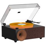 Fennessy i5s Bluetooth Hoparlörlü 45W Hi-Fi Işıklı Retro Pikap Plakçalar Turntable, Kahverengi