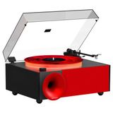 Fennessy I5S Bluetooth Hoparlörlü 45W Hi-Fi Işıklı Retro Pikap Plakçalar Turntable, Kırmızı