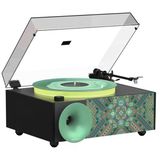 Fennessy I5S Bluetooth Hoparlörlü 45W Hi-Fi Işıklı Retro Pikap Plakçalar Turntable, Miracle National Library Of China