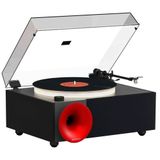 Fennessy I5S Bluetooth Hoparlörlü 45W Hi-Fi Işıklı Retro Pikap Plakçalar Turntable, Siyah