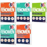 Fenomen Okul 2025 8. Sınıf Matematik + Türkçe + Fen + Geometri + Paragraf B Serisi Soru Bankası Seti 5 Kitap