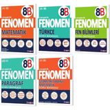 Fenomen Okul 2025 8. Sınıf Matematik + Türkçe + Fen + Geometri + Paragraf B Serisi Soru Bankası Seti 5 Kitap