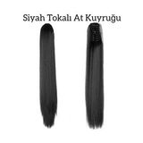 Fenomen Peruk Siyah Tokalı At Kuyruğu 75 cm - 220 Gram Ağırlıkta