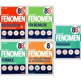 Fenomen Yayıncılık 8. Sınıf LGS Matematik Fen Türkçe Paragraf İnkılap Tar. Soru Bankası Seti 5 Kitap