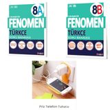 Fenomen Yayınları 8.sınıf Türkçe A ve B serisi soru bankası seti (priz telefon tutucu hediye)