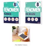 Fenomen Yayınları 8A Türkçe Soru Bankası ve fenomen dil bilgisi soru bankası seti (priz telefon tutucu hediye)