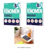 Fenomen Yayınları 8A Türkçe ve 8A Paragraf soru bankası seti (priz telefon tutucu hediye)
