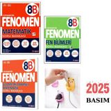 Fenomen Yayınları 8B MATEMATİK +8B GEOMETRİ TABANLI MAT + 8B FEN BİLİMLERİ SET AYICIK FİŞ TUTUCU HEDİYE
