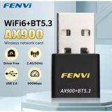FENVİ Wifi-6 AX900 Wifi+Bluetooth 2'si 1'Arada 5.3 Adaptörü CE Sertifikalı Yüksek Çekim Düşük Gecikme Süper Hızlı Çift Bant 900Mbps/5Ghz/2.4Ghz