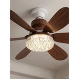 Feny Crystal Aura 52 cm Ultra Sessiz Ahşap Renk LED Tavan Vantilatörü | 3 Kademeli Bakır Motor | Kuma