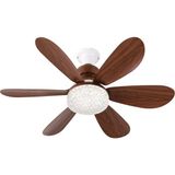 Feny FN-F84 Zefira 3 Kademe Ahşap Renk Ultra Sessiz 3000K-6500K Kristal LED Tavan Vantilatör Kumanda (Kdo)