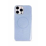 Fenza iPhone 14 Pro Uyumlu MagSafe Kılıf Simli Parlak Tasarım Manyetik Kablosuz Şarj Uyumlu Kamera Korumalı Telefon Kılıf-(Mavi)