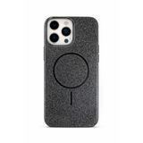 Fenza iPhone 15 Pro Max Uyumlu MagSafe Kılıf Simli Parlak Tasarım Manyetik Kablosuz Şarj Uyumlu Kamera Korumalı Telefon Kılıf-(Siyah)