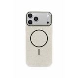 Fenza iPhone 17 Pro Uyumlu MagSafe Kılıf Simli Parlak Tasarım Manyetik Kablosuz Şarj Uyumlu Kamera Korumalı Telefon Kılıf-(Beyaz)