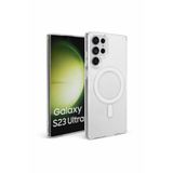 Fenza Samsung Galaxy S23 Ultra ile Uyumlu Güçlü Mıknatıslı MagSafe Şeffaf Kamera Korumalı Telefon Kılıfı