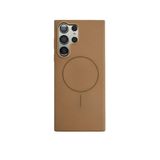 Fenza Samsung Galaxy S23 Ultra Uyumlu MagSafe Güçlü Manyetik Kadife İç Yüzeyli Kamera Korumalı İnce Silikon Telefon Kılıfı - (Gold)