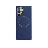 Fenza Samsung Galaxy S23 Ultra Uyumlu MagSafe Güçlü Manyetik Kadife İç Yüzeyli Kamera Korumalı İnce Silikon Telefon Kılıfı - (Lacivert)