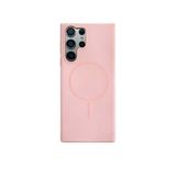 Fenza Samsung Galaxy S23 Ultra Uyumlu MagSafe Güçlü Manyetik Kadife İç Yüzeyli Kamera Korumalı İnce Silikon Telefon Kılıfı - (Pembe)