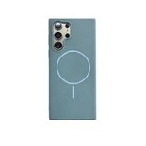 Fenza Samsung Galaxy S23 Ultra Uyumlu MagSafe Güçlü Manyetik Kadife İç Yüzeyli Kamera Korumalı İnce Silikon Telefon Kılıfı - (Yeşil)