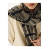 FENZA SCARF %40 İpek %60 Yün Desenli Omuz Şalı - Bej