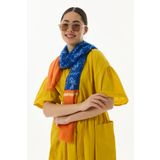 FENZA SCARF BERRY ROSE DESEN TURUNCU-MAVİ PAMUKLU ŞAL