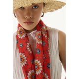 FENZA SCARF EMBER ETNİK DESEN LACİVERT-TURUNCU PAMUKLU ŞAL