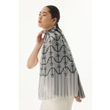FENZA SCARF HOPE ÇAPA DESEN GRİ PAMUKLU ŞAL