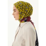 FENZA SCARF ROSE ÇİÇEK DESEN SİYAH-KIRMIZI PAMUKLU ŞAL