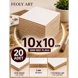 Feoly Art 10X10 cm 3mm Mdf Plaka 20 Adet - Beyaz Lam Kaplamalı